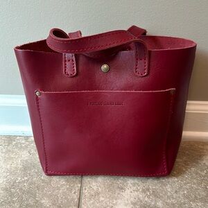 Portland Leather Mini Crossbody Tote Cranberry